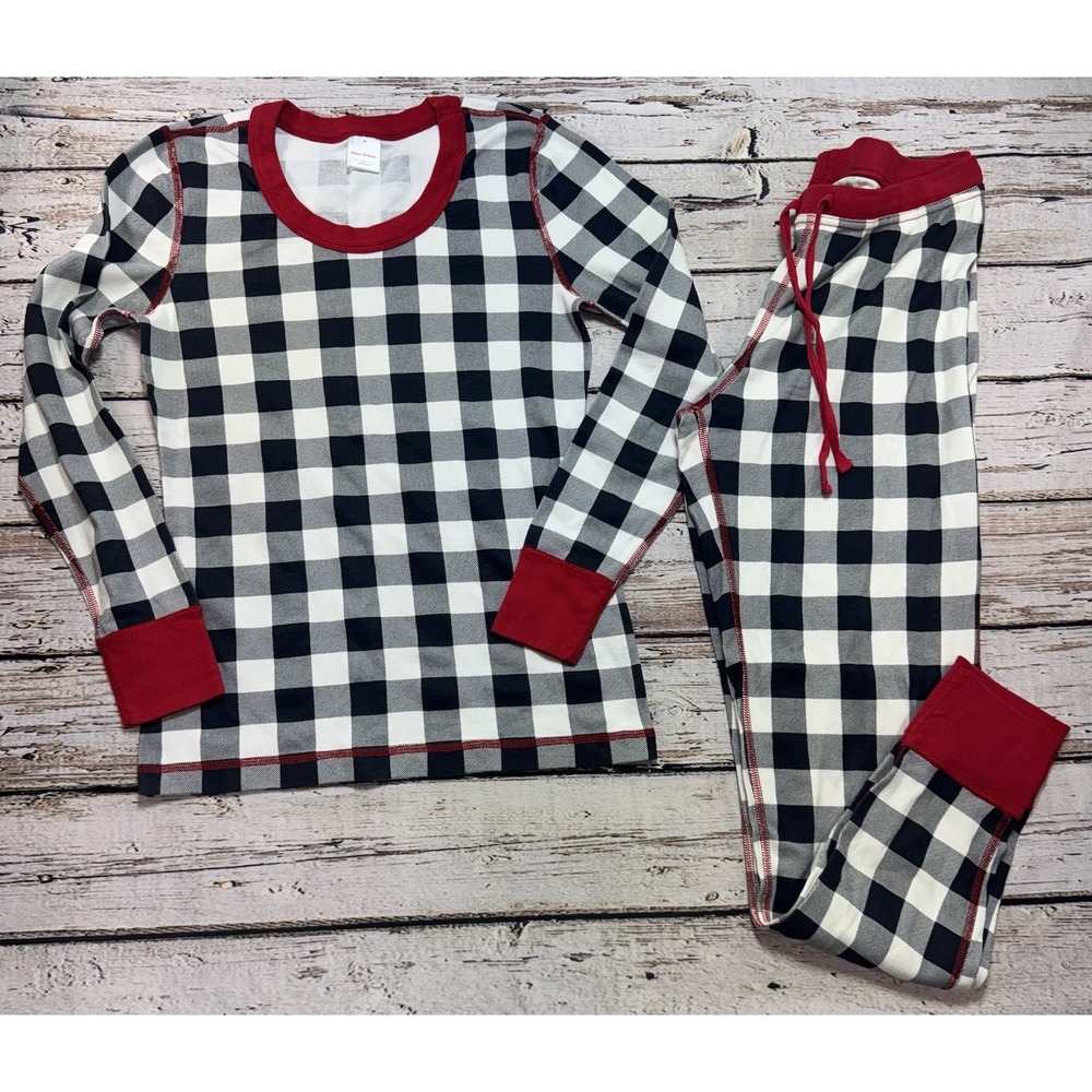 Hanna Anderson Women's M Organic Cotton Pajamas PJ 2-Piece Set Buffalo Plaid